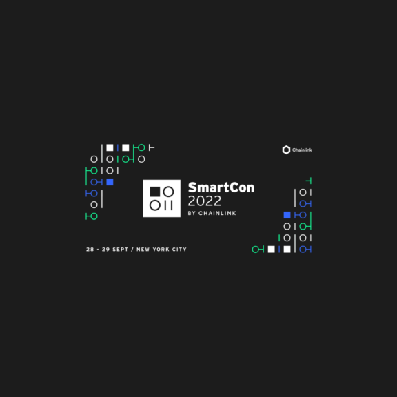 SmartCon 2022 by Chainlink event graphic with geometric circuit patterns