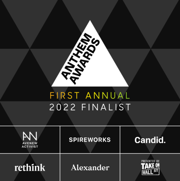 Anthem Awards 2022 finalist graphic with finalist logos in a grid