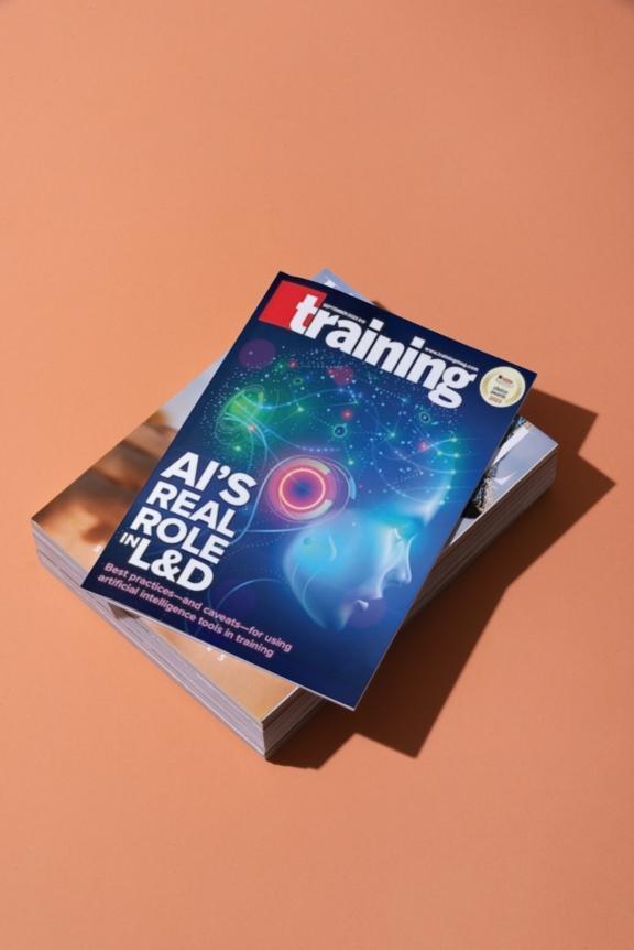 Training magazine cover about AI's role in learning and development
