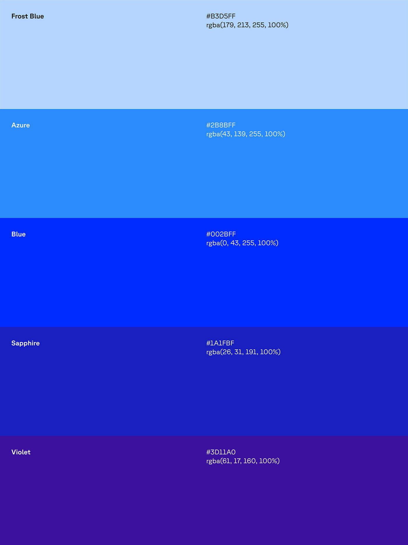 Stacked blue and purple sections on a minimal website layout