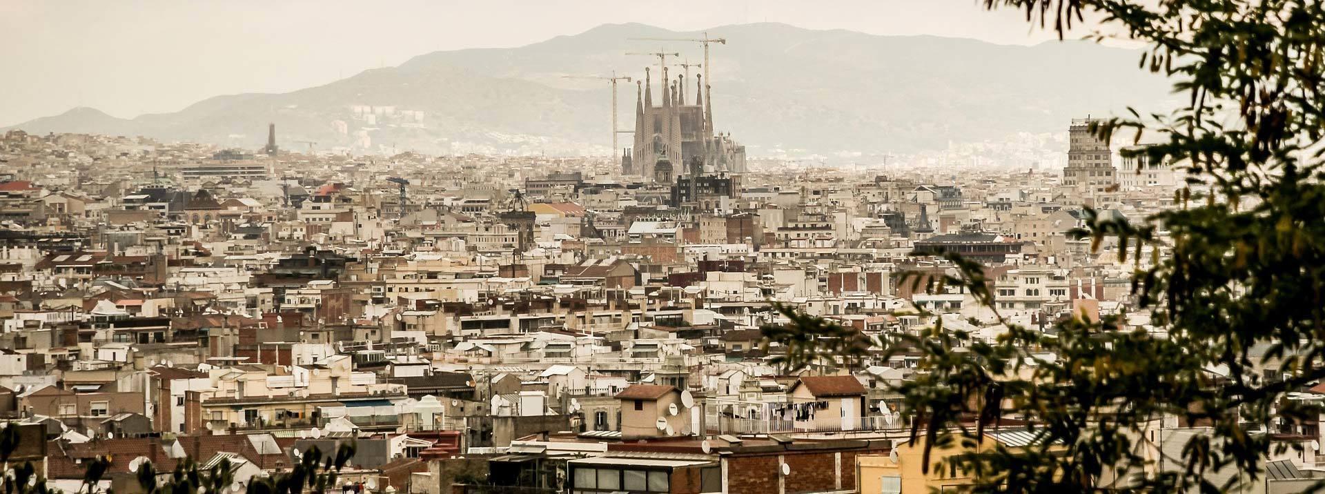 Barcelona skyline with the Sagrada Familia in the distance