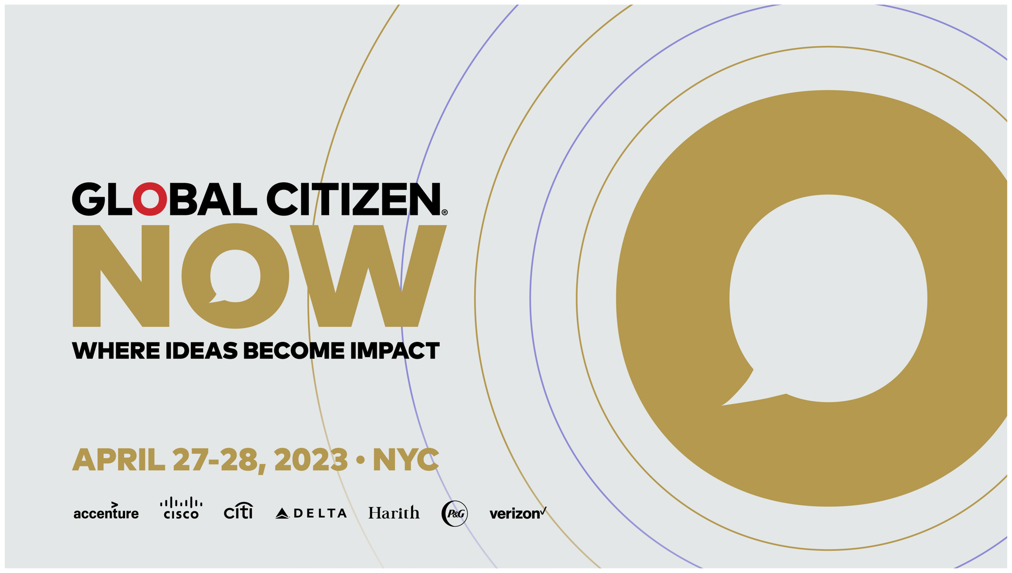Global Citizen NOW event graphic for April 27-28, 2023 in NYC