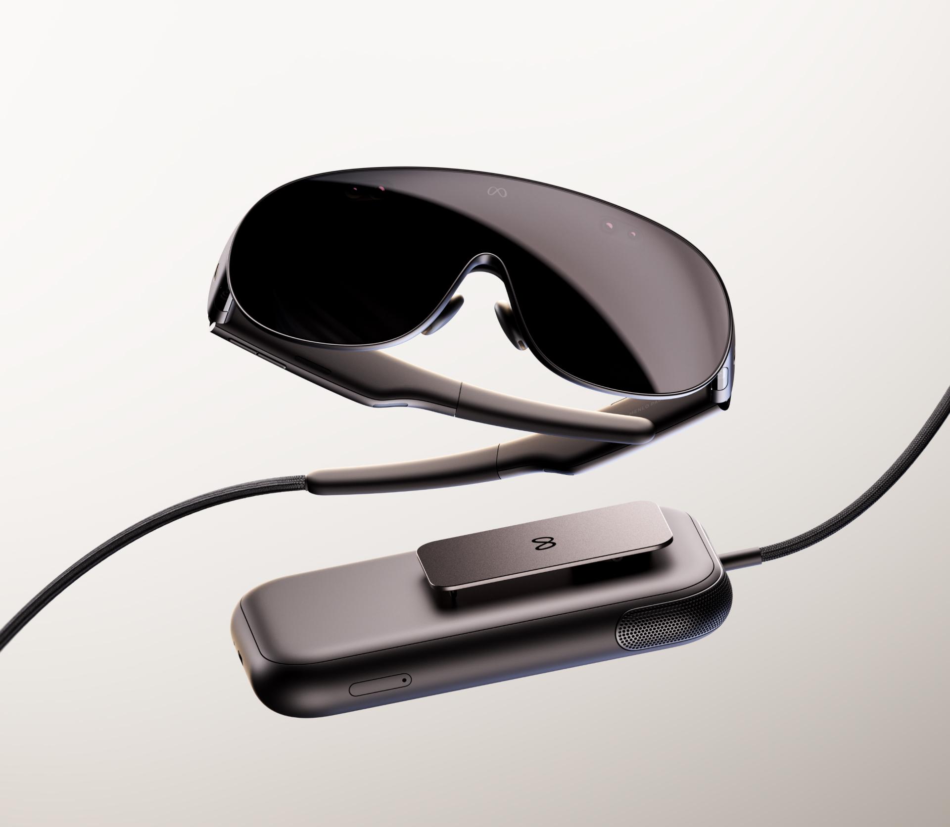 Close-up product image of a new Meta VR headset.