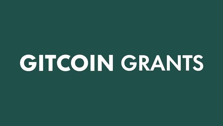 White text reading "GITCOIN GRANTS" on a dark green background
