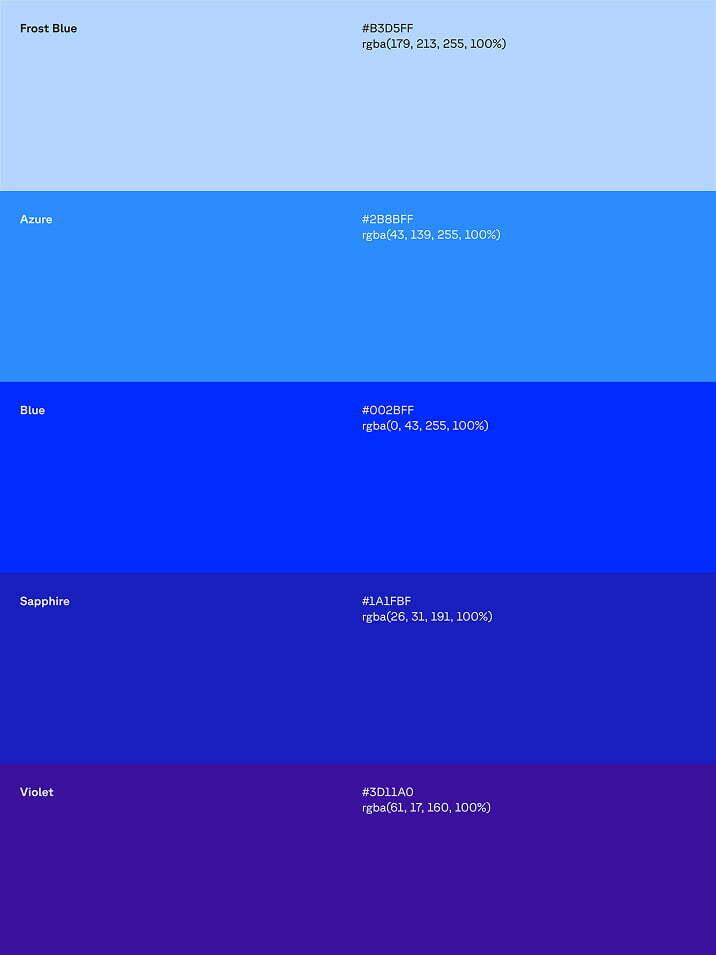 Stacked blue and purple sections on a minimal website layout