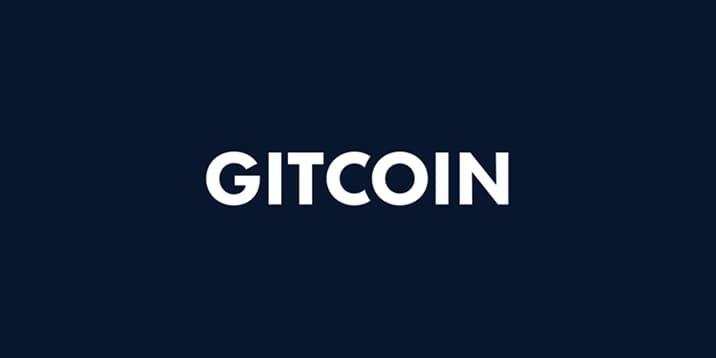 White "GITCOIN" wordmark centered on a dark navy background