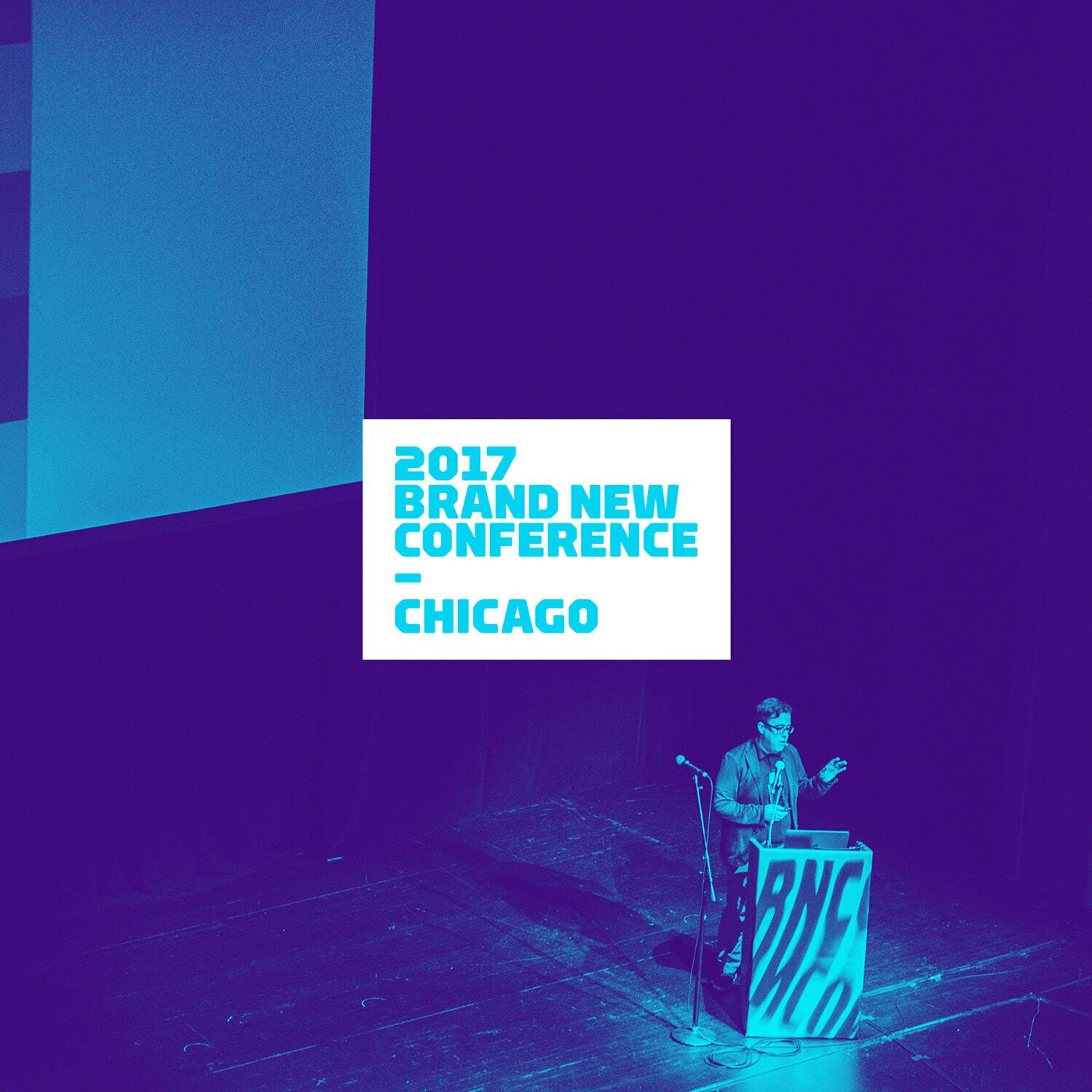 2017 Brand New Conference Chicago stage with speaker at podium