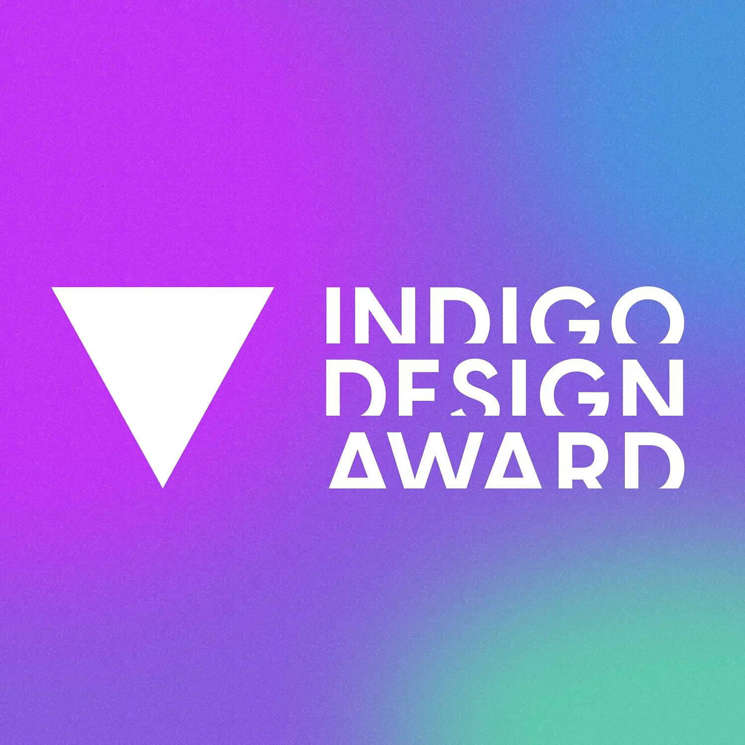Indigo Design Award logo on purple-blue gradient background
