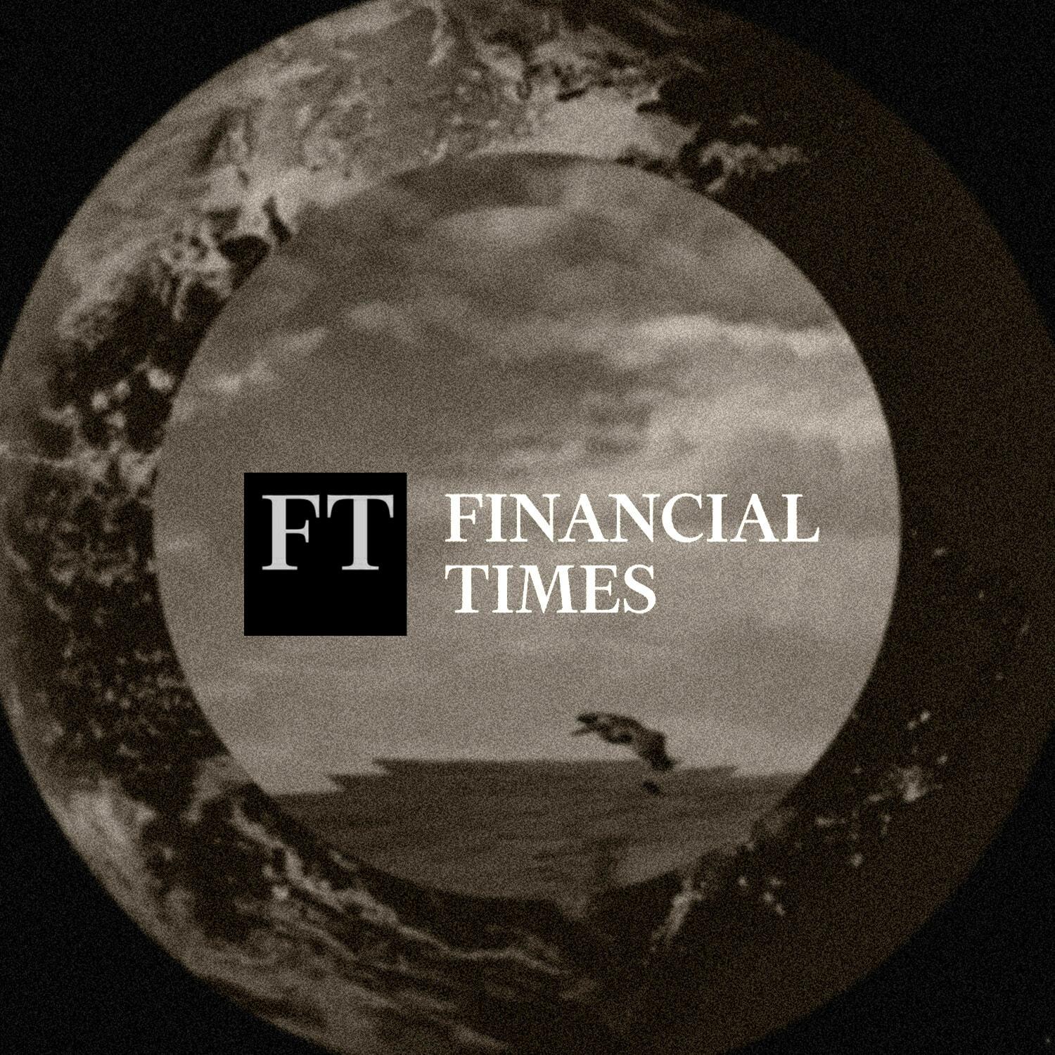 Financial Times logo over a circular grayscale landscape