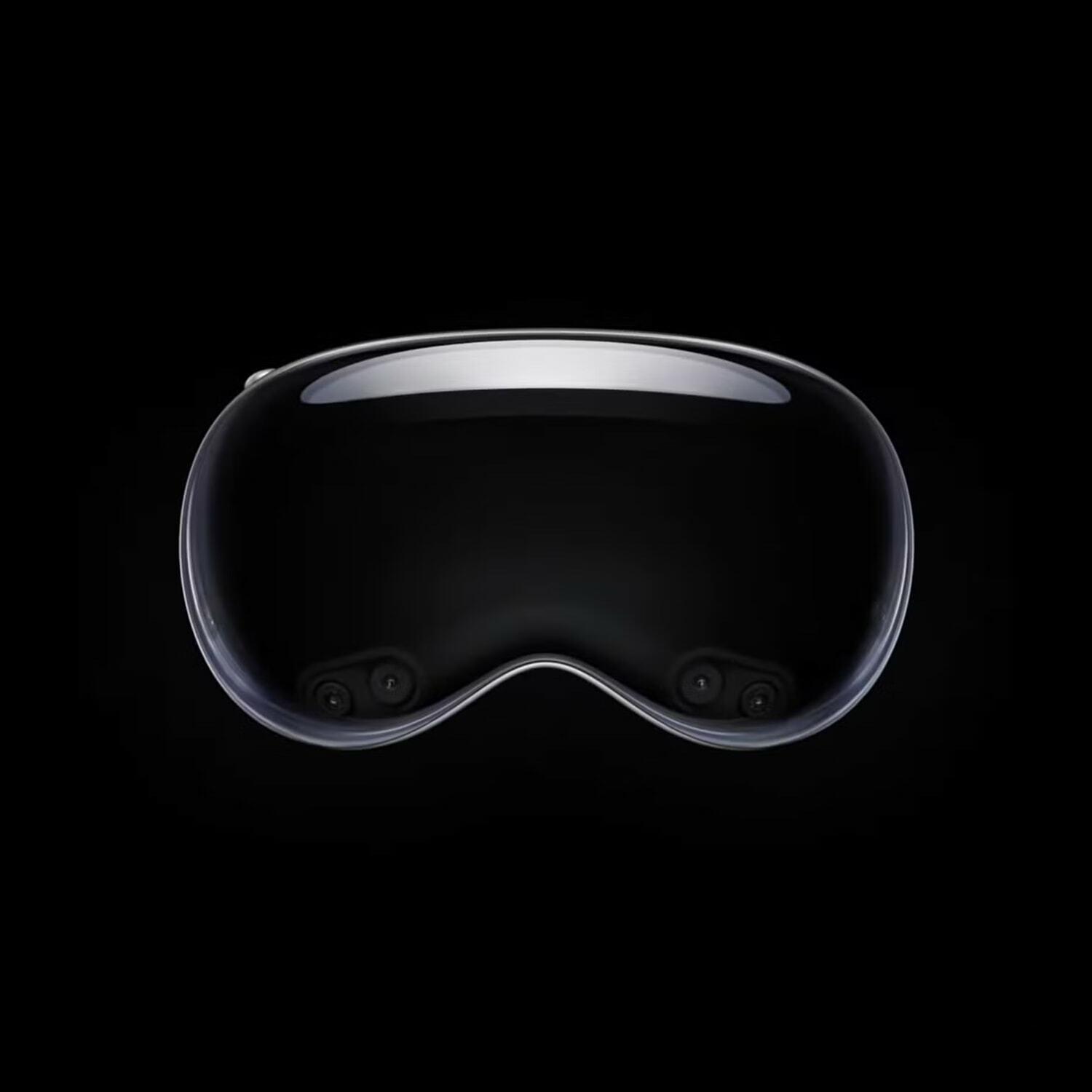 Glossy black mixed reality headset on a dark background