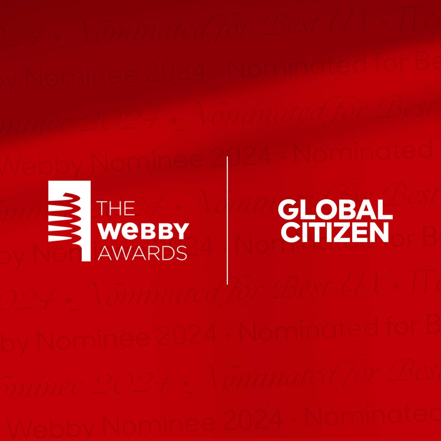 The Webby Awards and Global Citizen logos on a red background