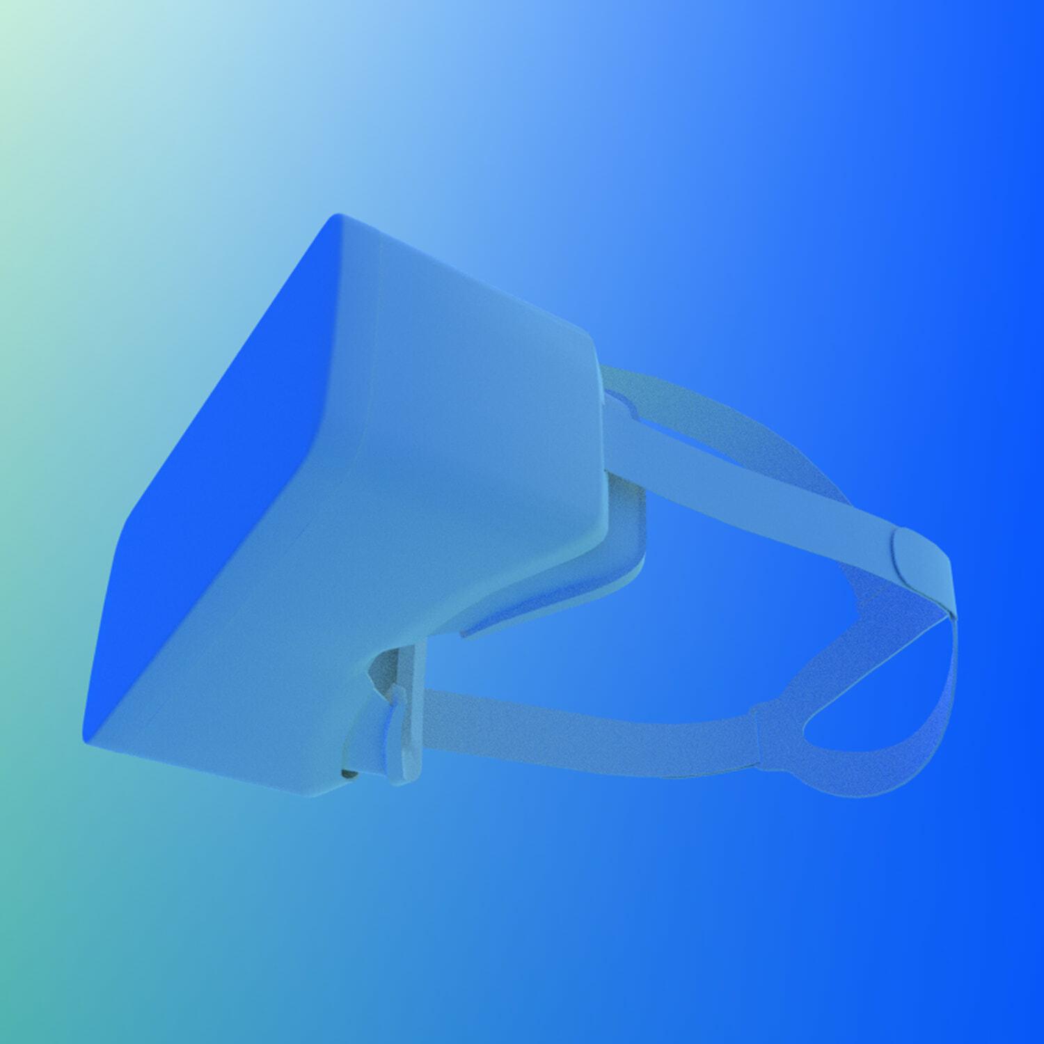 Rendering of a VR headset on a blue gradient