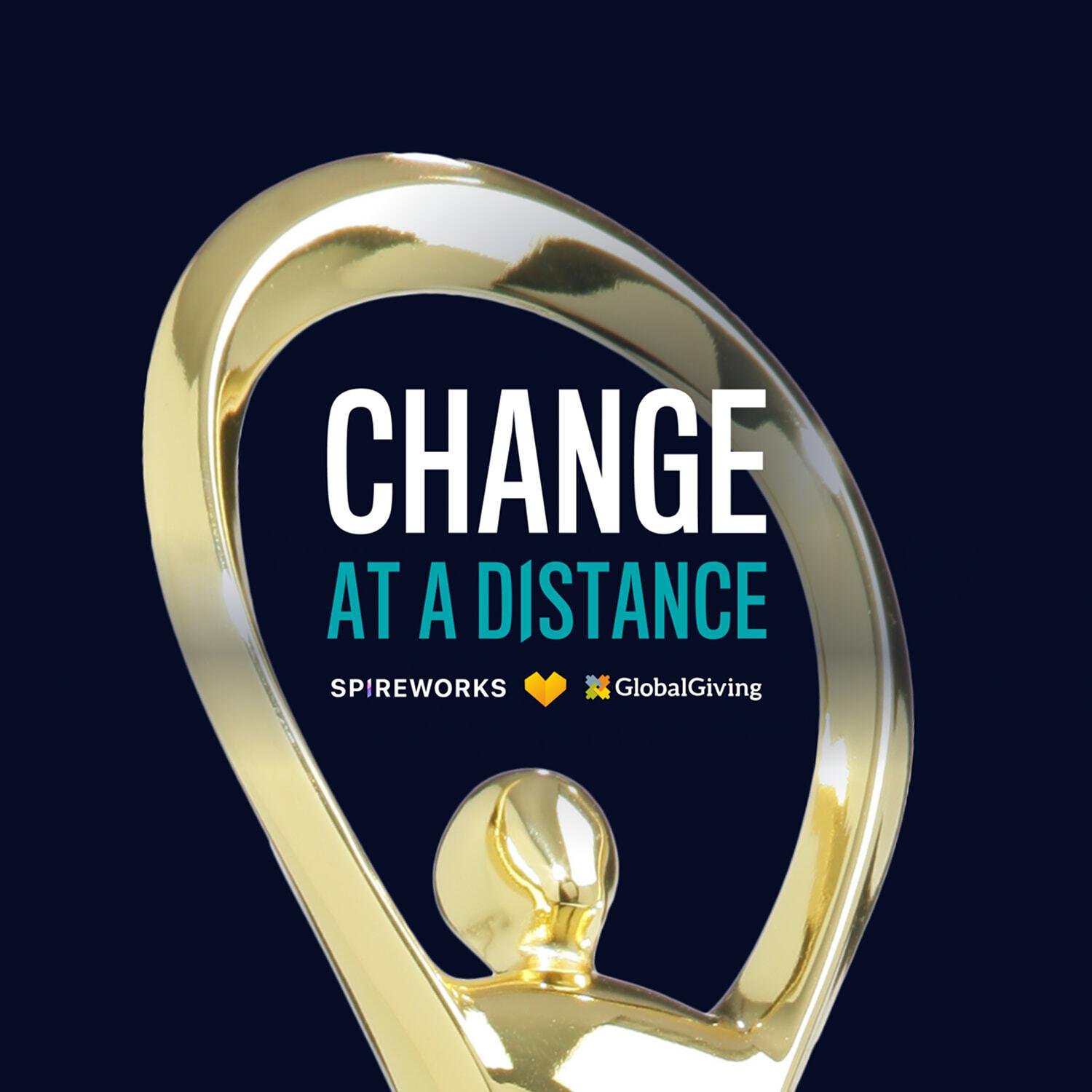 Change at a Distance text with Spireworks and GlobalGiving logos