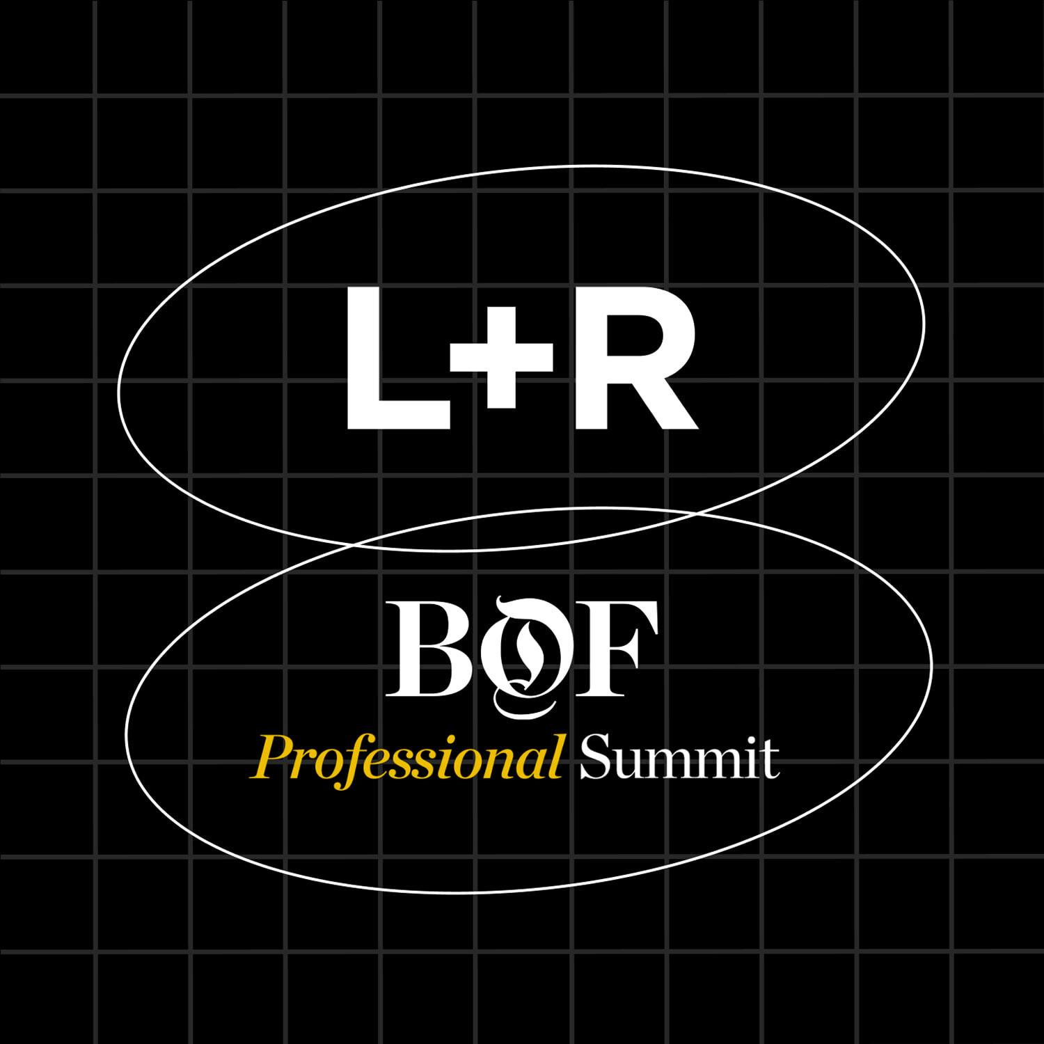 L+R and BOF Professional Summit logo on grid background