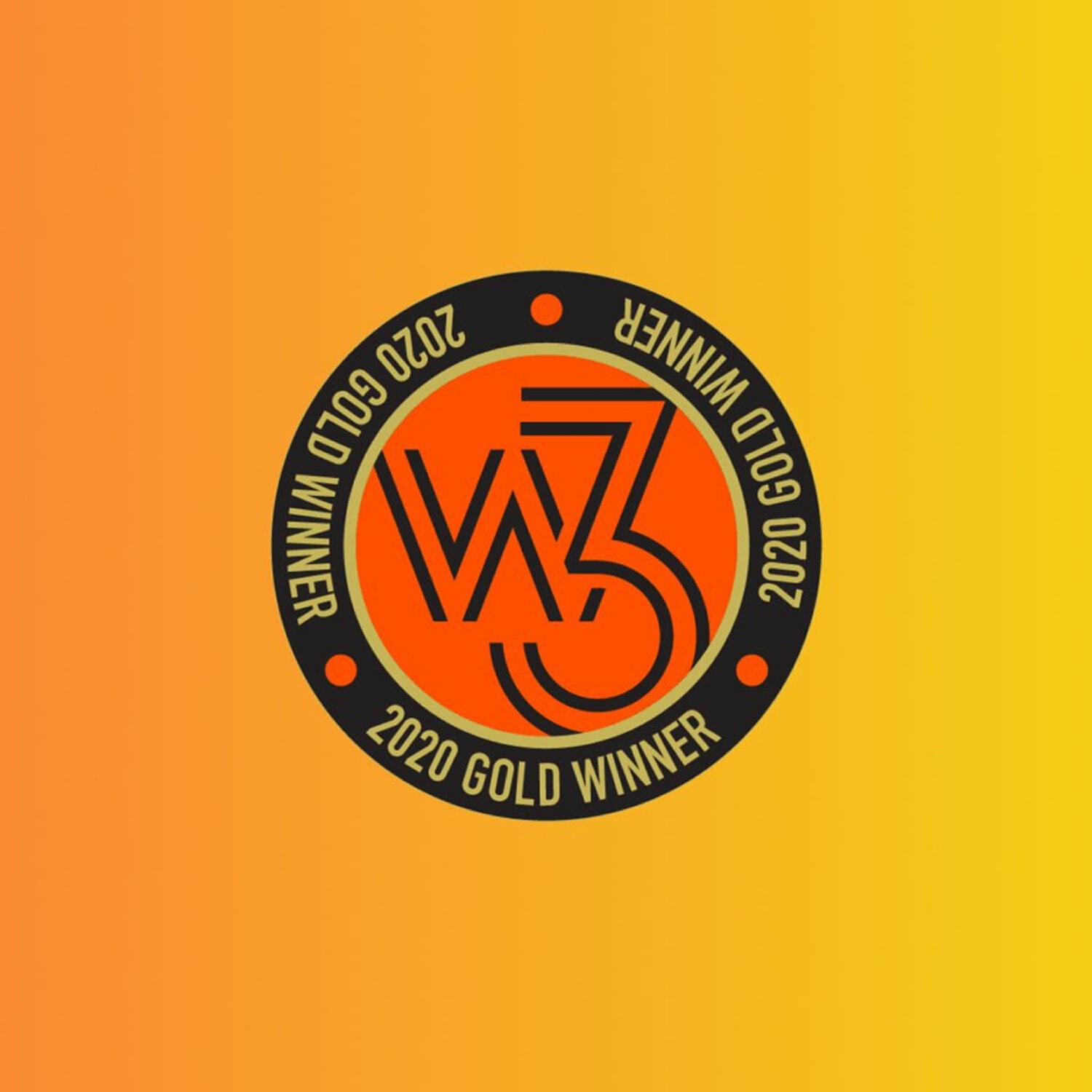 W3 2020 Gold Winner badge on an orange gradient