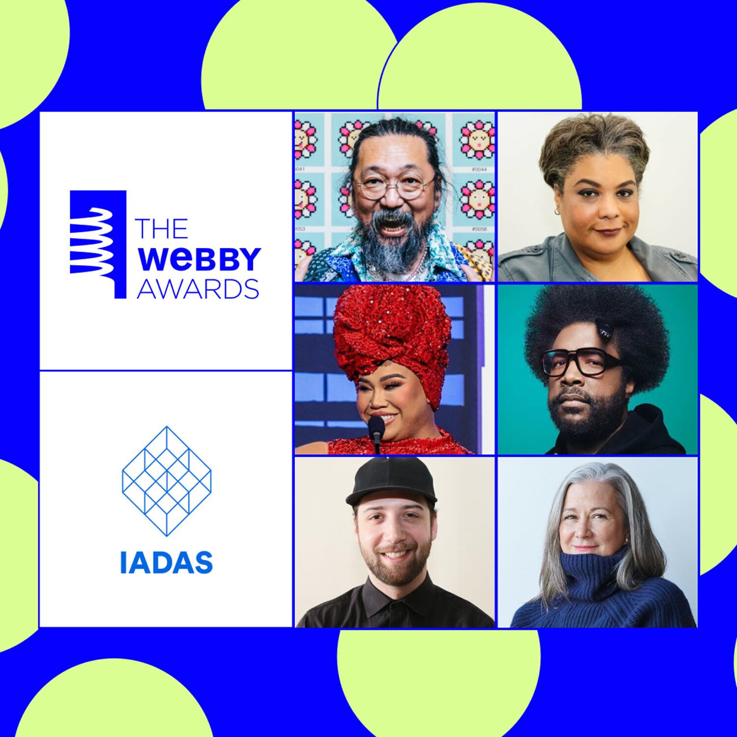The Webby Awards and IADAS logos beside a grid of speaker portraits