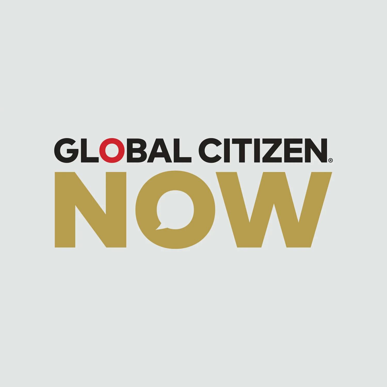 Global Citizen NOW wordmark on a light gray background