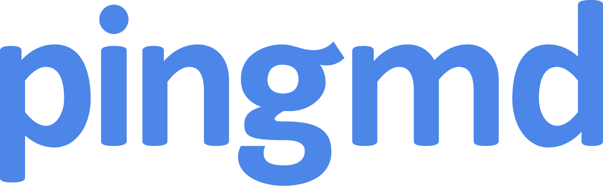 Blue pingmd logo on black background