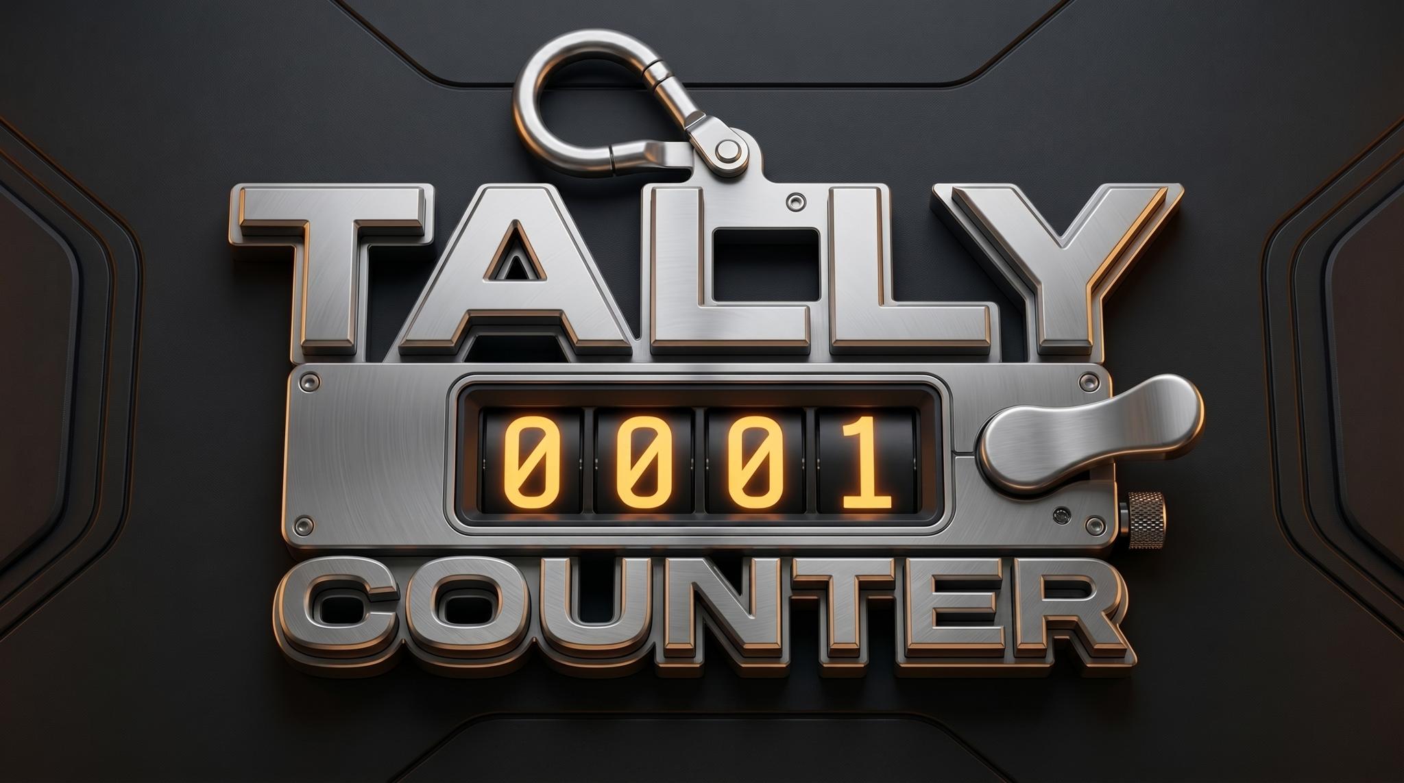 Metallic tally counter graphic reading 0001